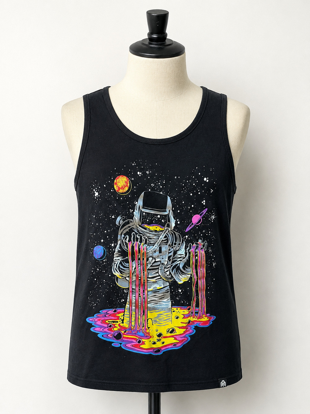 INTO THE AM Space Drip Astronaut Graphic Tank Top Men's Large Black